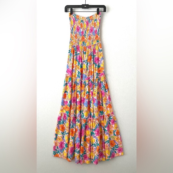 Abel The Label Strapless Tiered Floral Maxi Dress Anthropologie - Picture 2 of 8